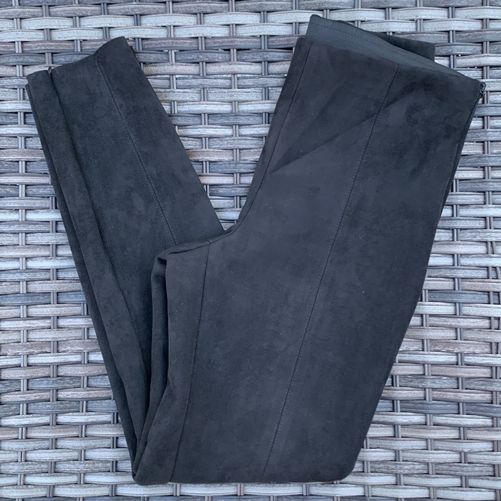 Zara Basic Collection Black Microsuede Skinny Pan… - image 1